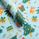 Christmas tree bouquet wrapping paper,light blue