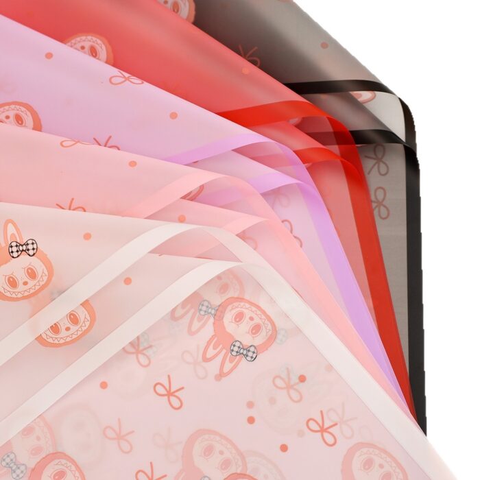 LABUBU bow-knot bouquet wrapping paper, waterproof floral wrap 56x56 cm