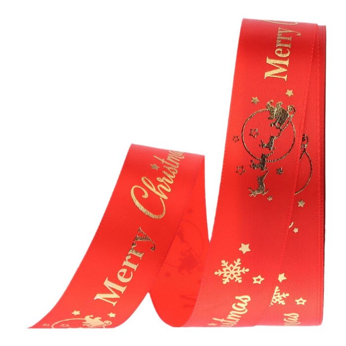 Merry Christmas red gitf ribbon 2.5cm,elk