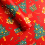 Christmas tree bouquet wrapping paper,red