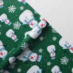 Christmas bouquet wrapping paper,green,snowman