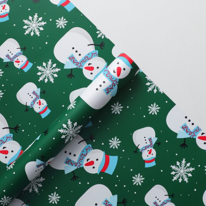 Christmas bouquet wrapping paper,green,snowman