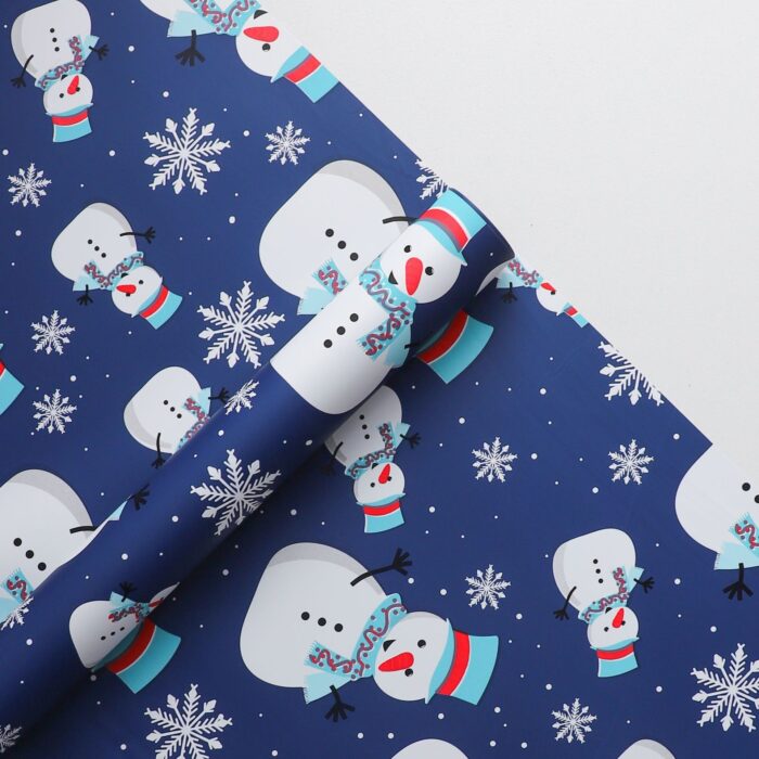 Christmas bouquet wrapping paper,dark blue,snowman
