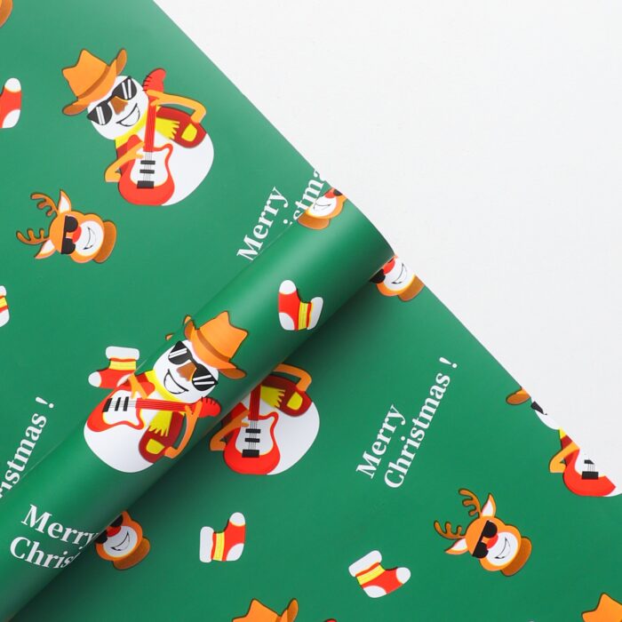Christmas bouquet wrapping paper,green,Elk,snowman