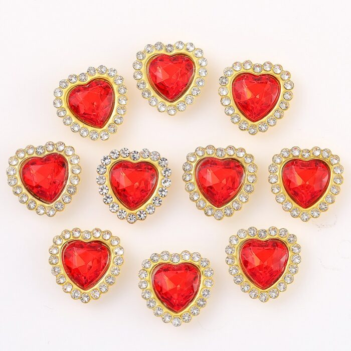 Bouquet Decoration Heart-Shaped Gemstone red