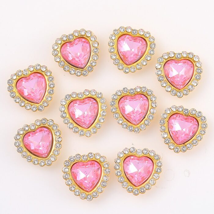 Bouquet Decoration Heart-Shaped Gemstone pink