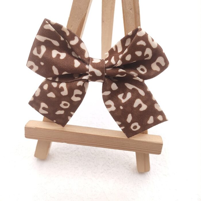 Leopard Print Bow deep coffee